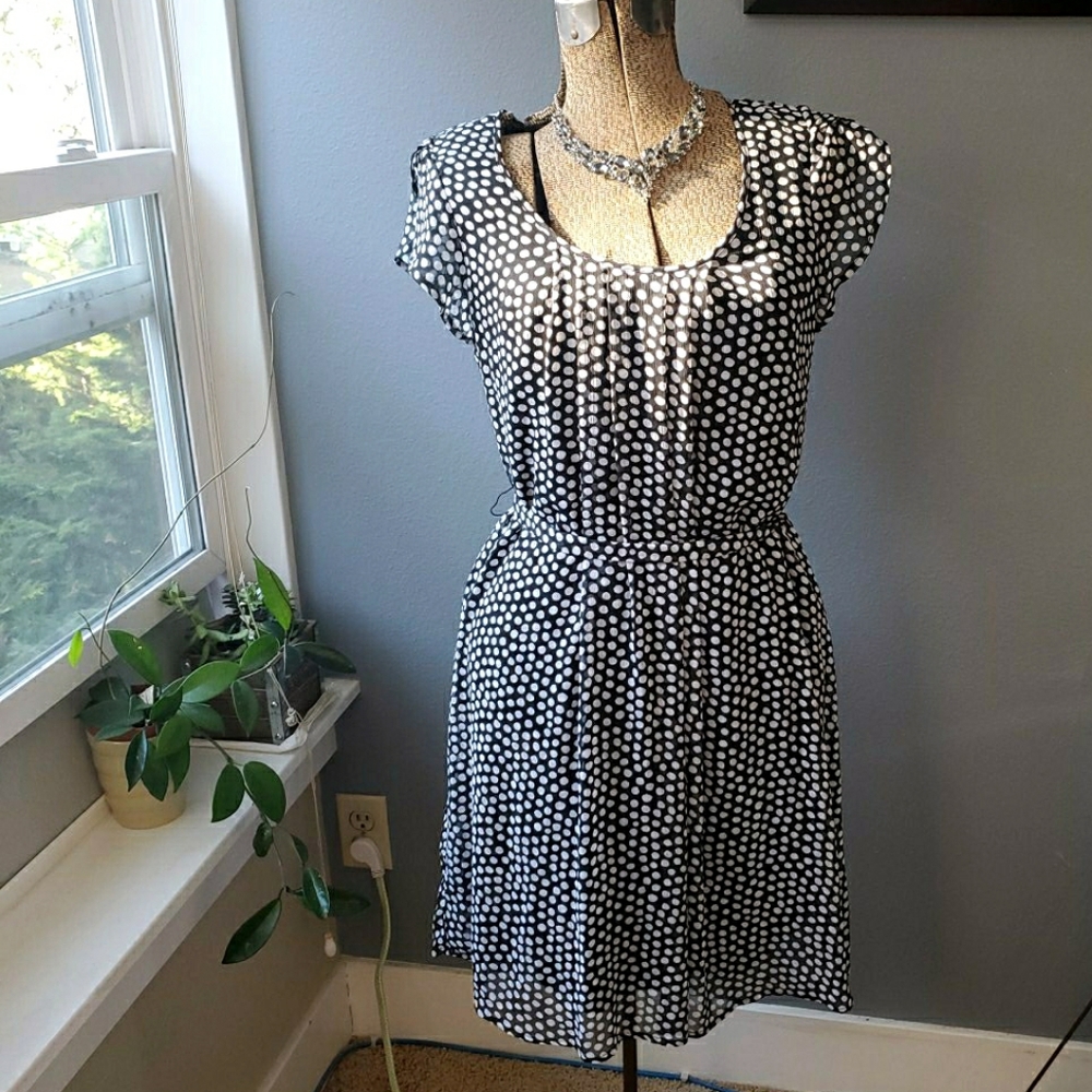 Merona Flowy Polka Dot Tie Waist Dress | S